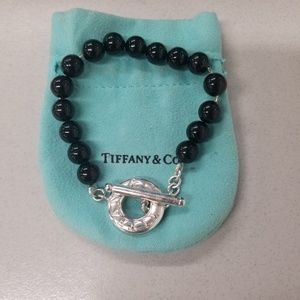 Tiffany black onyx and Sterling toggle bracelet